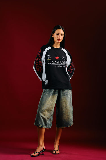 Bonkers Corner Nitro Crew Sweatshirt in XS, featuring a cozy fit and stylish design, shown in a close-up shot.