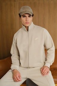Bonkers Corner oatmilk high neck zipper jacket in XS, featuring a stylish design and comfortable fit.