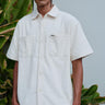 Bonkers Corner Off White Corduroy Shirt shown with long sleeves and classic collar, made from soft textured corduroy fabric.