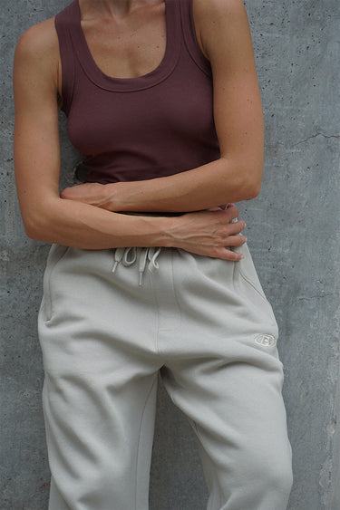 Off White On The Go Joggers by Bonkers Corner, featuring a relaxed fit and casual style, shown in a light color.