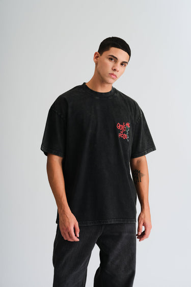 Bonkers Corner oversized Guns N' Roses faded T-shirt featuring band logo and vintage style, casual fit, front view.