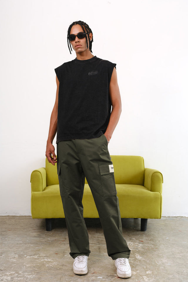 Olive Cargo With Utility Pockets