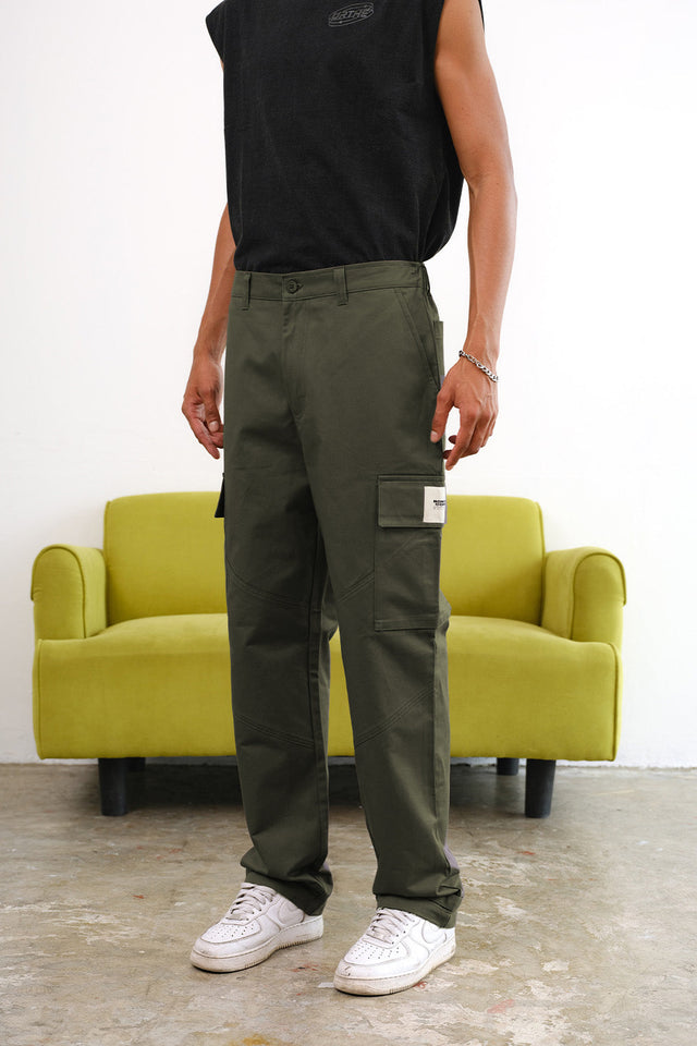 Olive Cargo With Utility Pockets