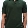 Olive green knit polo T-shirt by Bonkers Corner, featuring a classic collar and short sleeves, styled on a plain background.
