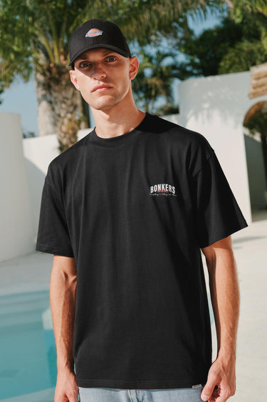 Bonkers Corner ONYX Classic oversized T-shirt made from 100% Supima cotton, shown in a relaxed fit and natural fabric texture.