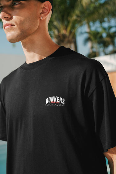 Bonkers Corner ONYX Classic oversized T-shirt made of 100% Supima cotton, shown in a relaxed fit with a simple crew neckline.