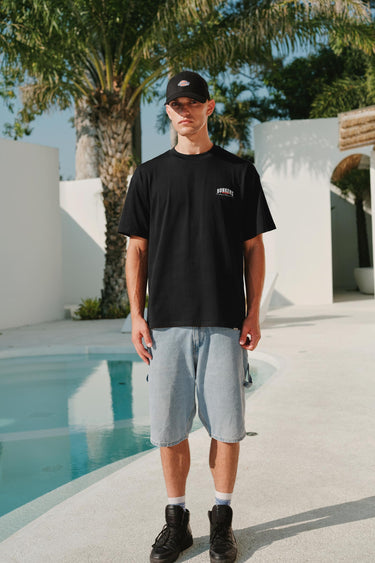 Bonkers Corner ONYX Classic oversized T-shirt made of 100% Supima cotton, shown in a relaxed fit with a soft, smooth fabric texture.