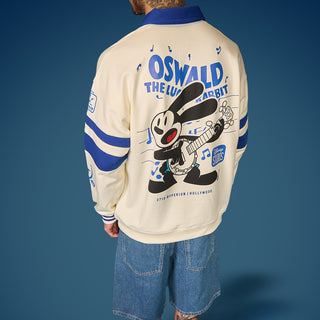 Light gray Oswald oversized collared sweatshirt by Bonkers Corner, featuring a relaxed fit and classic collar design.