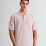 Pastel lilac Bonkers Corner Signature Jacquard Collar premium polo shirt with detailed pattern and classic fit.