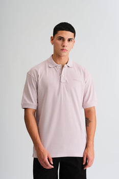 Pastel lilac Bonkers Corner Signature Jacquard Collar premium polo shirt with detailed pattern and classic fit.
