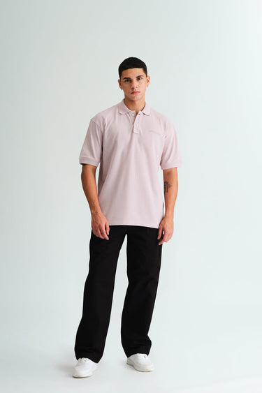 Pastel lilac Bonkers Corner premium polo shirt with signature jacquard collar, showcasing a stylish and textured design.