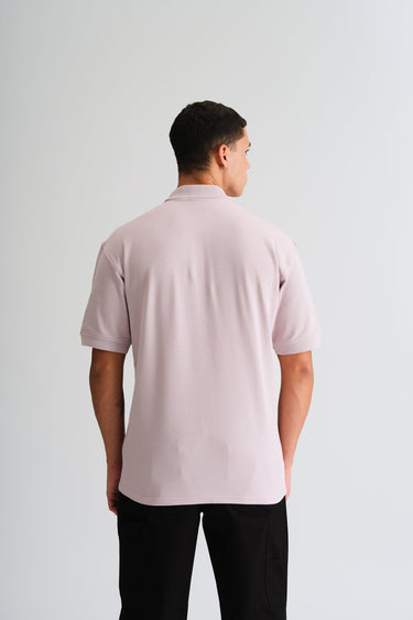 Pastel lilac Bonkers Corner Signature Jacquard Collar Premium Polo shirt with intricate woven design and classic fit.