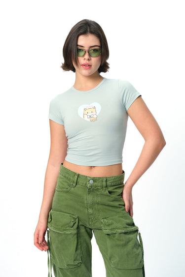 Bonkers Corner Pisces Power long length baby tee featuring a vibrant Pisces design on soft fabric.