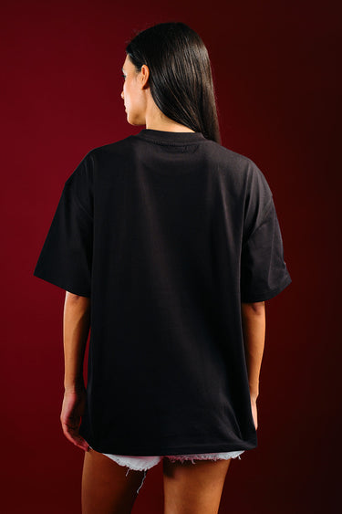 Black oversized T-shirt from Bonkers Corner's Project: Bonkers collection, featuring a relaxed fit and minimal design.