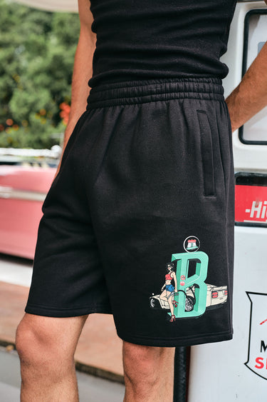 Bonkers Corner Pushin B Lounge Shorts in XS, soft fabric with adjustable waistband, casual style for comfortable wear