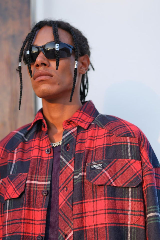 Red-Blue Checkered Oversized Shirt
