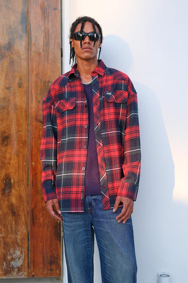 Red-Blue Checkered Oversized Shirt - BonkersCorner