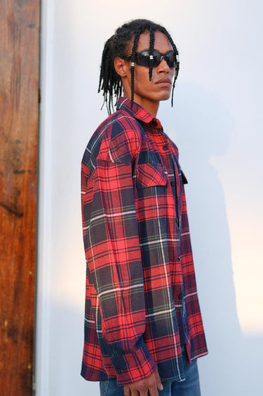 Red-Blue Checkered Oversized Shirt - BonkersCorner