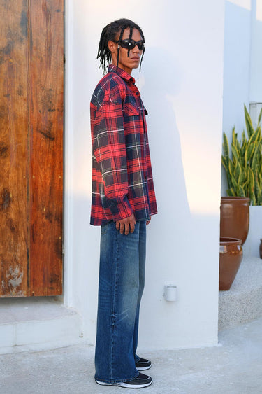 Red-Blue Checkered Oversized Shirt - BonkersCorner