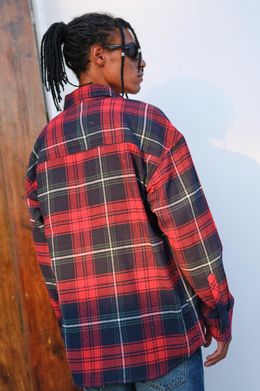 Red-Blue Checkered Oversized Shirt - BonkersCorner