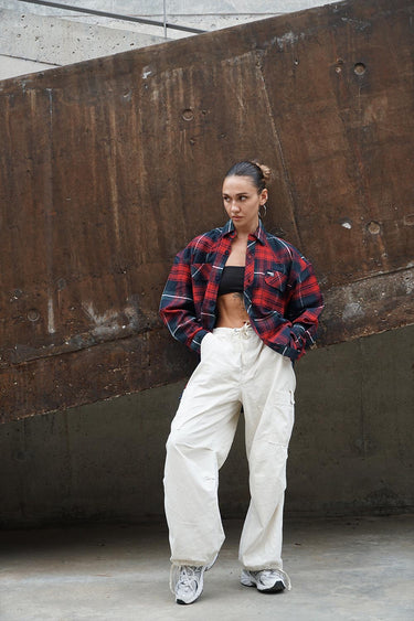 Red-Blue Checkered Oversized Shirt - BonkersCorner