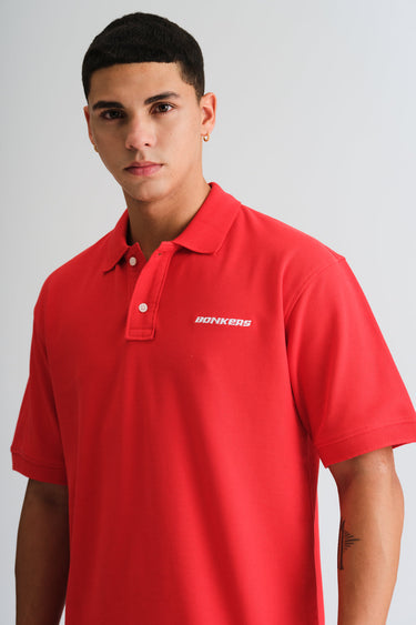 Red Signature Jacquard Collar Premium Polo - BonkersCorner