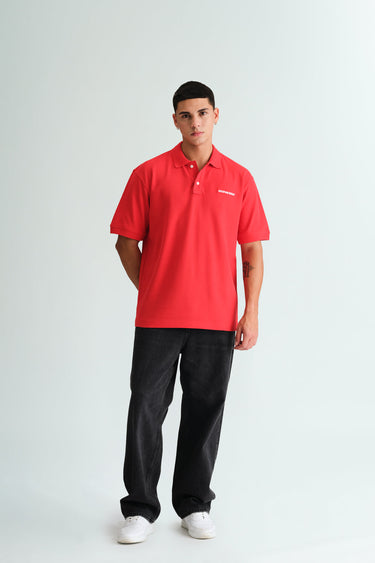 Red Signature Jacquard Collar Premium Polo - BonkersCorner