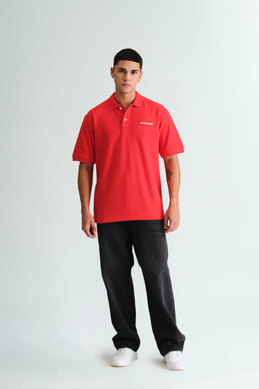 Red Signature Jacquard Collar Premium Polo - BonkersCorner