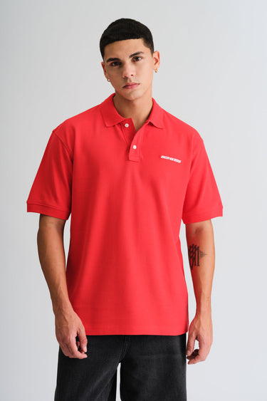 Red Signature Jacquard Collar Premium Polo - BonkersCorner