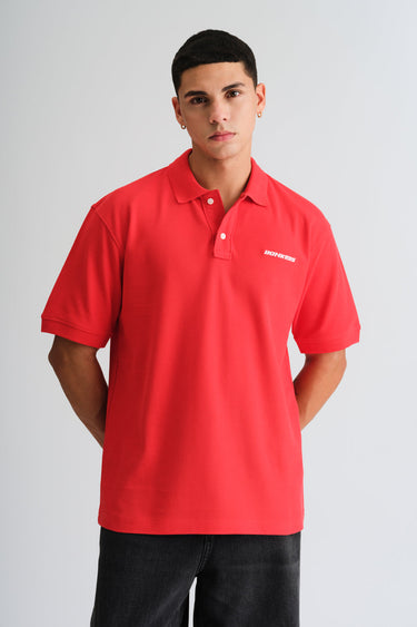 Red Signature Jacquard Collar Premium Polo - BonkersCorner
