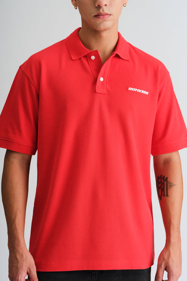 Red Signature Jacquard Collar Premium Polo - BonkersCorner