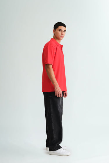 Red Signature Jacquard Collar Premium Polo - BonkersCorner