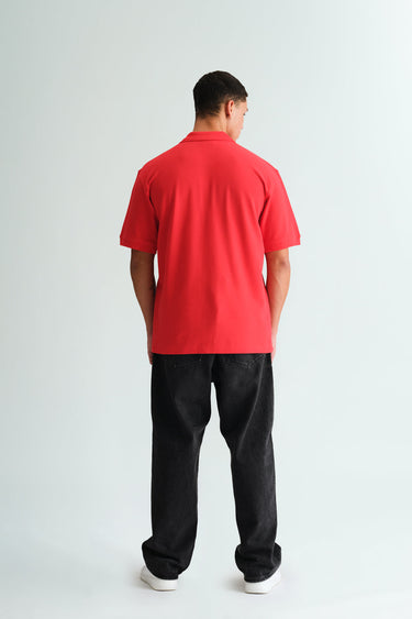 Red Signature Jacquard Collar Premium Polo - BonkersCorner