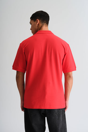 Red Signature Jacquard Collar Premium Polo - BonkersCorner