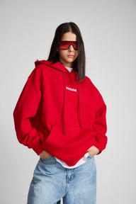 Red Signature Oversized Heavyweight Hoodie (Fleece) - BonkersCorner