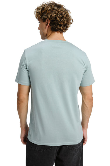 Bonkers Corner Sage Green Supima cotton regular fit T-shirt displayed on a hanger, showcasing its soft fabric and casual style.