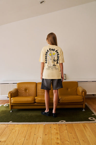 Bonkers Corner Seeking The Positive oversized T-shirt in XS, featuring a relaxed fit and positive graphic design.