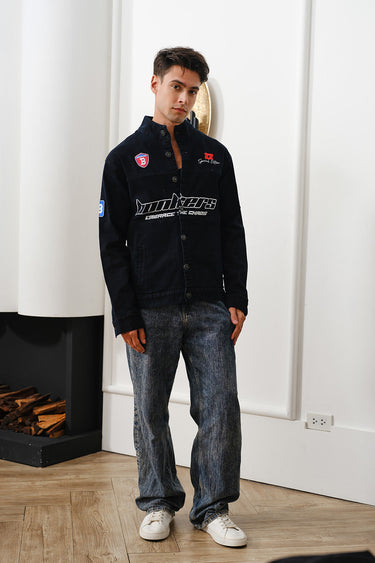 Bonkers Corner Signature Denim Jacket in XS, featuring classic blue denim, button-front, and stylish collar detail.
