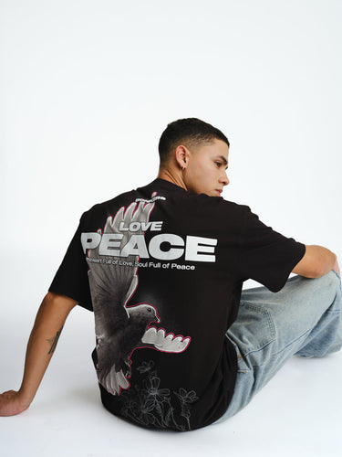 Bonkers Corner Signature Love and Peace oversized T-shirt in white, featuring a relaxed fit and graphic design.