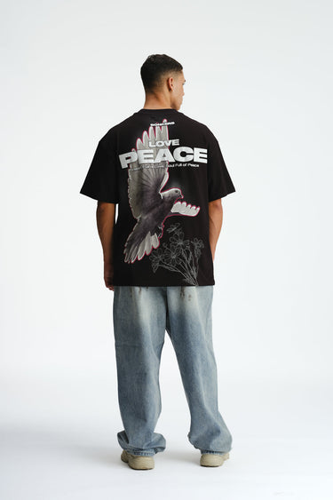 Bonkers Corner Signature Love and Peace oversized T-shirt in white, featuring a relaxed fit and graphic design.