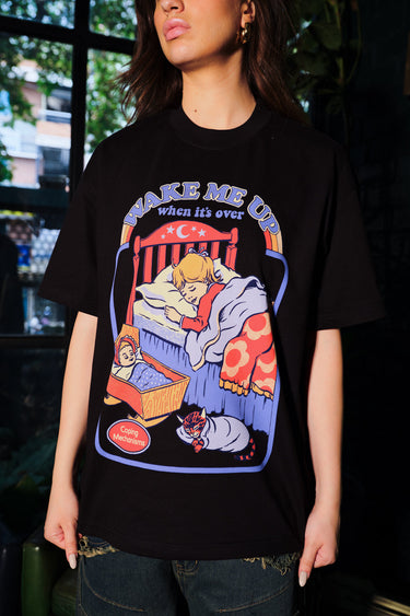 Bonkers Corner Sleep Paralysis oversized T-shirt in white, featuring bold graphic design on the front.