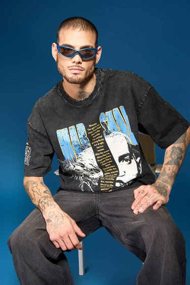 Bonkers Corner Slim Shady oversized T-shirt in black, featuring bold graphic design and relaxed fit on a mannequin.