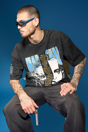 Bonkers Corner Slim Shady oversized T-shirt in black, featuring bold graphic print and relaxed fit on a mannequin.