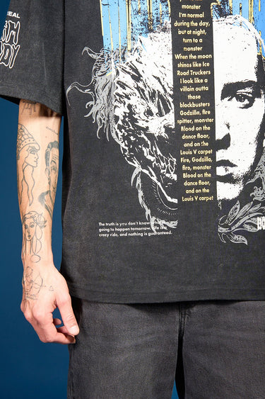 Bonkers Corner Slim Shady oversized T-shirt in light fabric, featuring bold graphic and relaxed fit, displayed on a plain background.