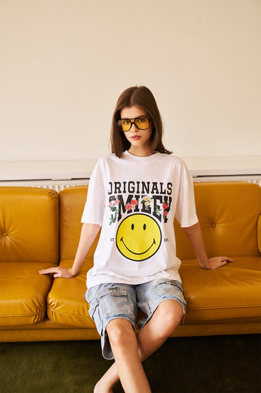 Smiley Originals Floral Oversized T-shirt - BonkersCorner