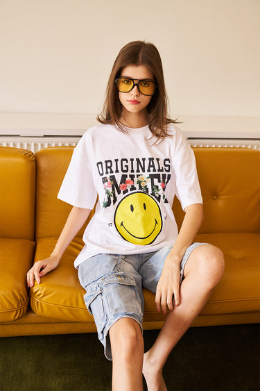 Smiley Originals Floral Oversized T-shirt - BonkersCorner