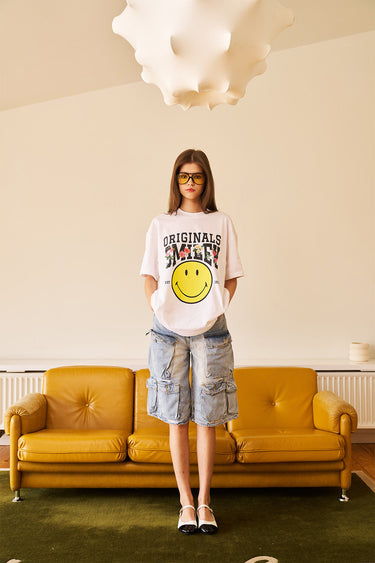 Smiley Originals Floral Oversized T-shirt - BonkersCorner