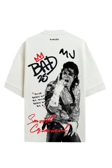 Bonkers Corner oversized "Smooth Criminal" T-shirt in white, featuring bold front graphic and relaxed fit.