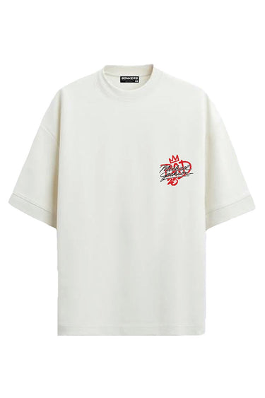 Bonkers Corner oversized "Smooth Criminal" T-shirt in white, featuring bold black text and relaxed fit for casual wear.
