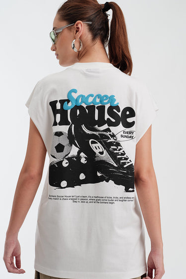 Bonkers Corner Soccer House Vest Tank top in size XS, featuring a casual sleeveless design with a soccer-themed graphic.